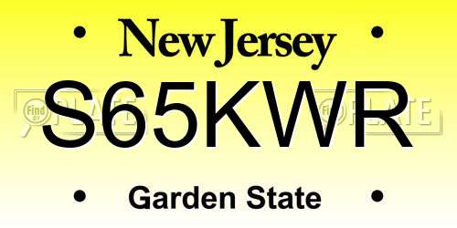 S65KWR New Jersey License Plate