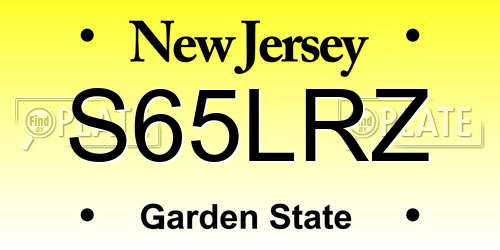 S65LRZ New Jersey License Plate