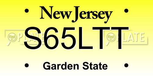 S65LTT New Jersey License Plate