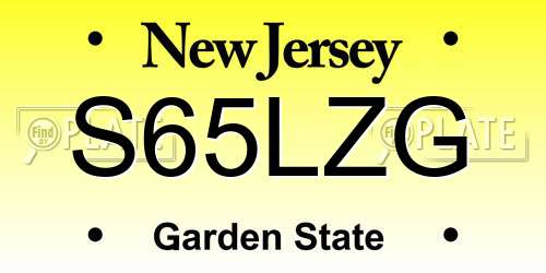 S65LZG New Jersey License Plate
