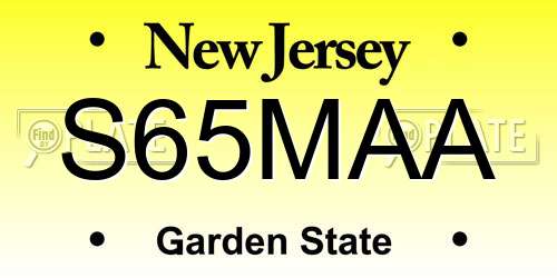 S65MAA New Jersey License Plate