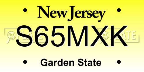 S65MXK New Jersey License Plate