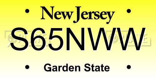 S65NWW New Jersey License Plate