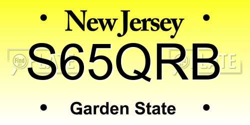 S65QRB New Jersey License Plate