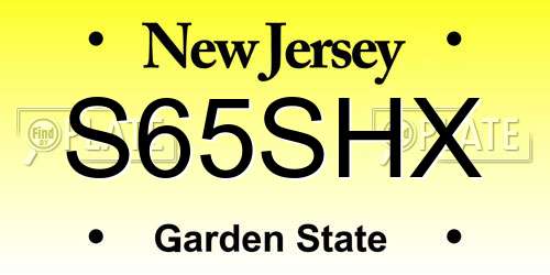 S65SHX New Jersey License Plate