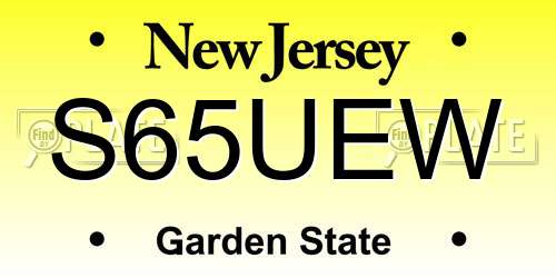 S65UEW New Jersey License Plate