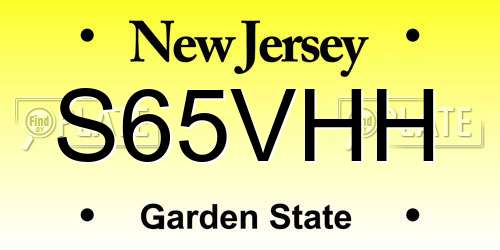 S65VHH New Jersey License Plate