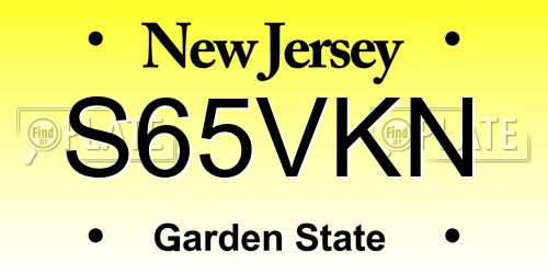 S65VKN New Jersey License Plate