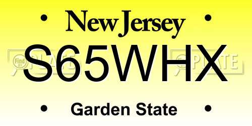 S65WHX New Jersey License Plate