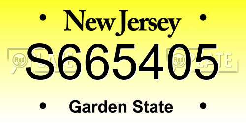 S665405 New Jersey License Plate
