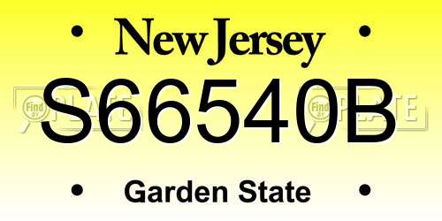 S66540B New Jersey License Plate