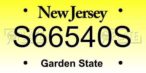 S66540S New Jersey License Plate