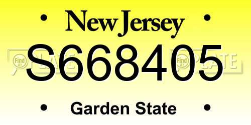 S668405 New Jersey License Plate