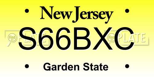 S66BXC New Jersey License Plate
