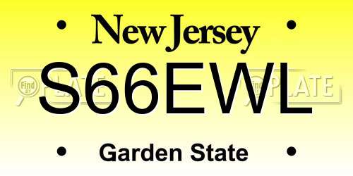S66EWL New Jersey License Plate