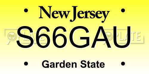 S66GAU New Jersey License Plate