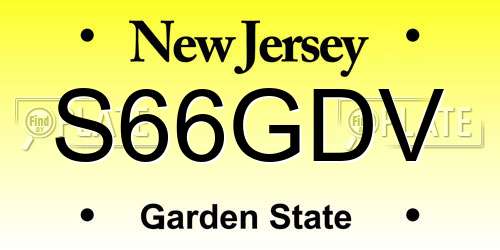 S66GDV New Jersey License Plate