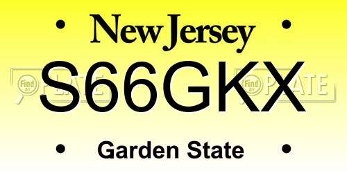 S66GKX New Jersey License Plate