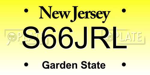S66JRL New Jersey License Plate