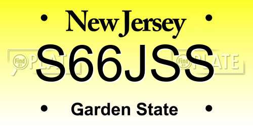 S66JSS New Jersey License Plate