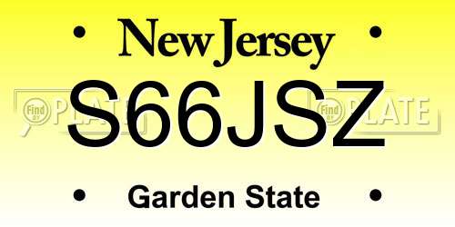 S66JSZ New Jersey License Plate