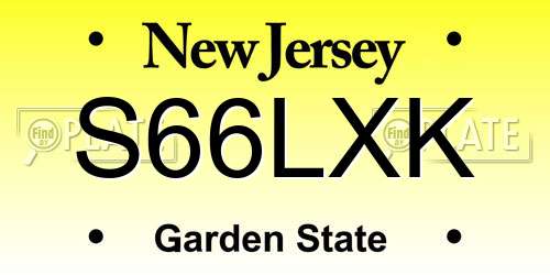 S66LXK New Jersey License Plate