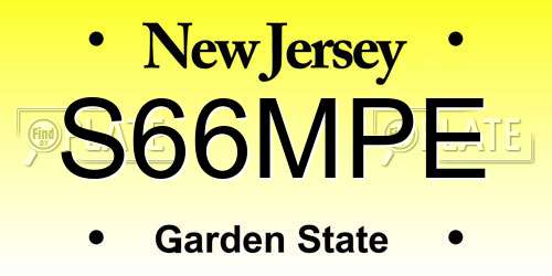 S66MPE New Jersey License Plate
