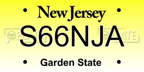 S66NJA New Jersey License Plate