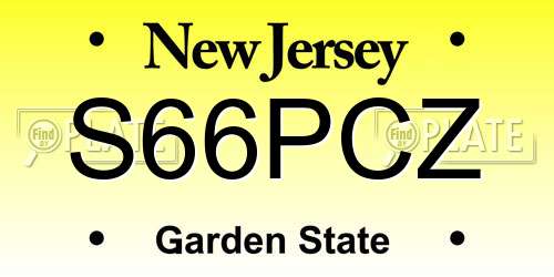 S66PCZ New Jersey License Plate