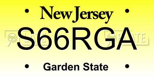 S66RGA New Jersey License Plate