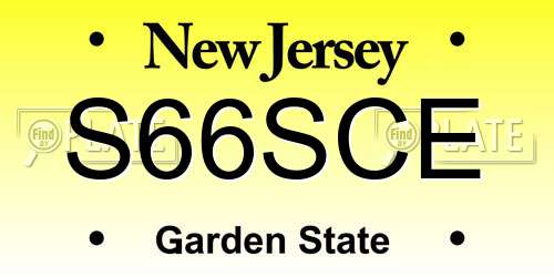 S66SCE New Jersey License Plate