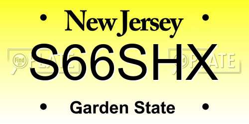 S66SHX New Jersey License Plate