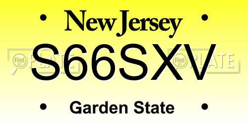 S66SXV New Jersey License Plate