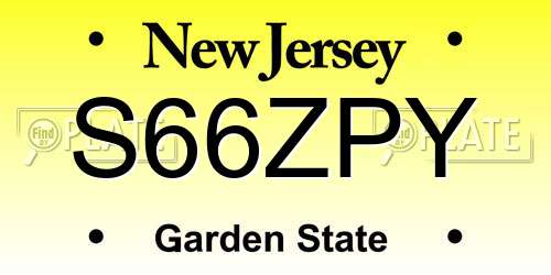 S66ZPY New Jersey License Plate