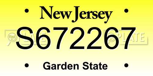 S672267 New Jersey License Plate
