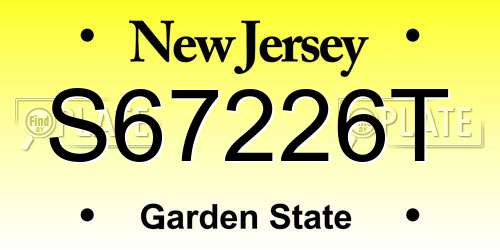S67226T New Jersey License Plate