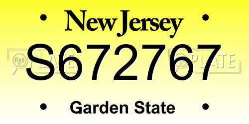 S672767 New Jersey License Plate