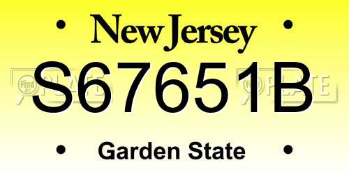 S67651B New Jersey License Plate