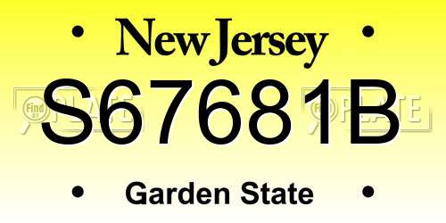 S67681B New Jersey License Plate