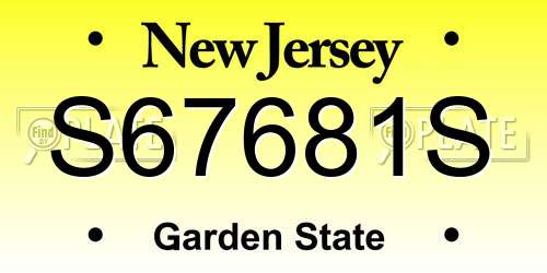 S67681S New Jersey License Plate