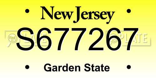 S677267 New Jersey License Plate