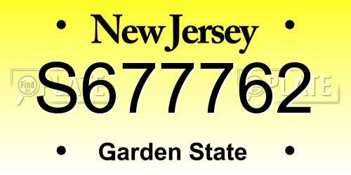 S677762 New Jersey License Plate
