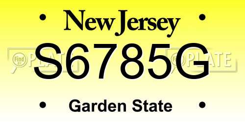 S6785G New Jersey License Plate