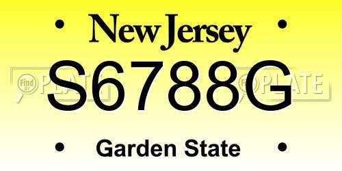 S6788G New Jersey License Plate