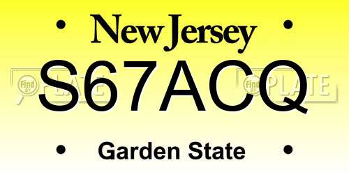 S67ACQ New Jersey License Plate
