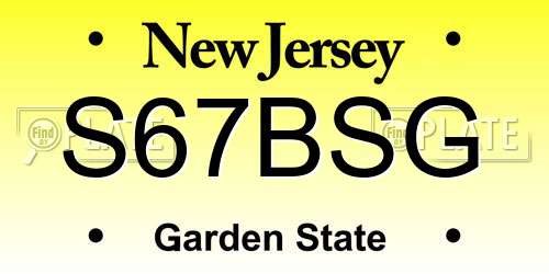 S67BSG New Jersey License Plate