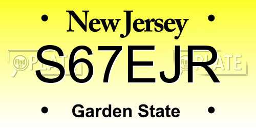 S67EJR New Jersey License Plate