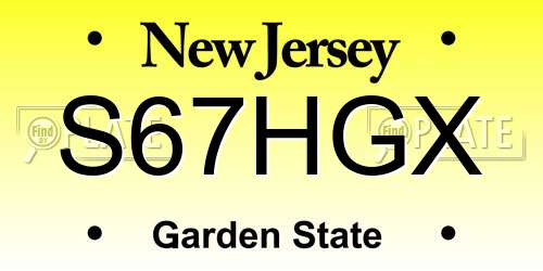 S67HGX New Jersey License Plate