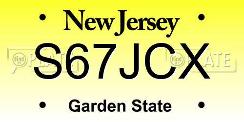 S67JCX New Jersey License Plate