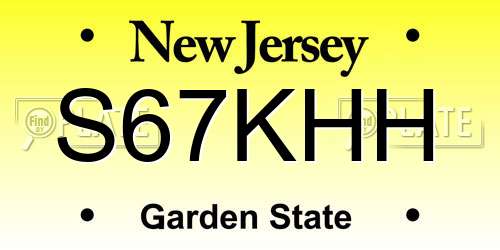 S67KHH New Jersey License Plate